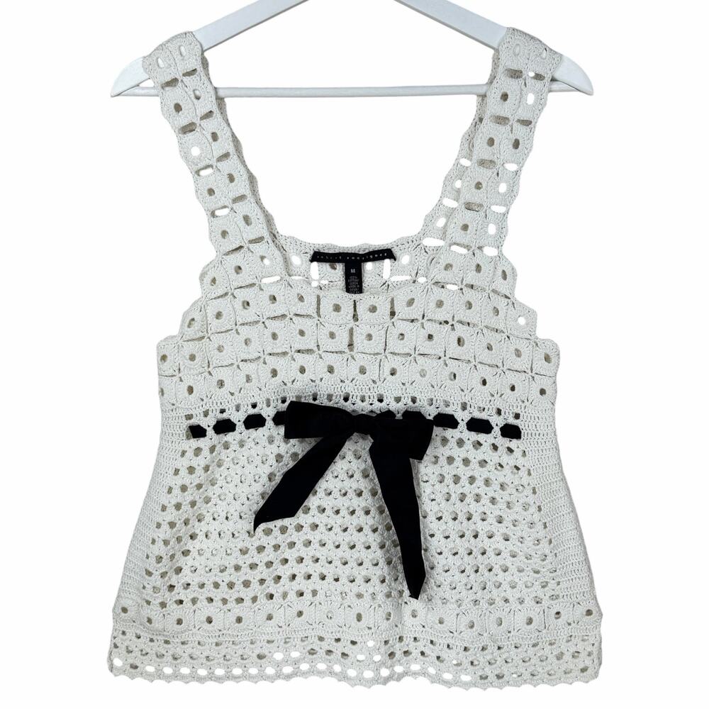 Y2K Robert Rodriguez Babydoll Crochet Top Womens Medium Boho Coquette Twee White